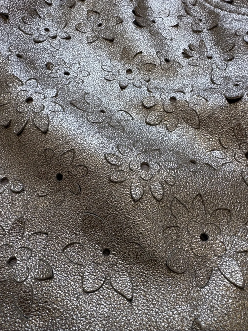 Anthropologie / Liefsdottir 100% Genuine Leather Gold Floral Metallic Skirt - 8
